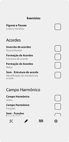 Exercícios quiz acordes e campo harmônico - Musical Chord App